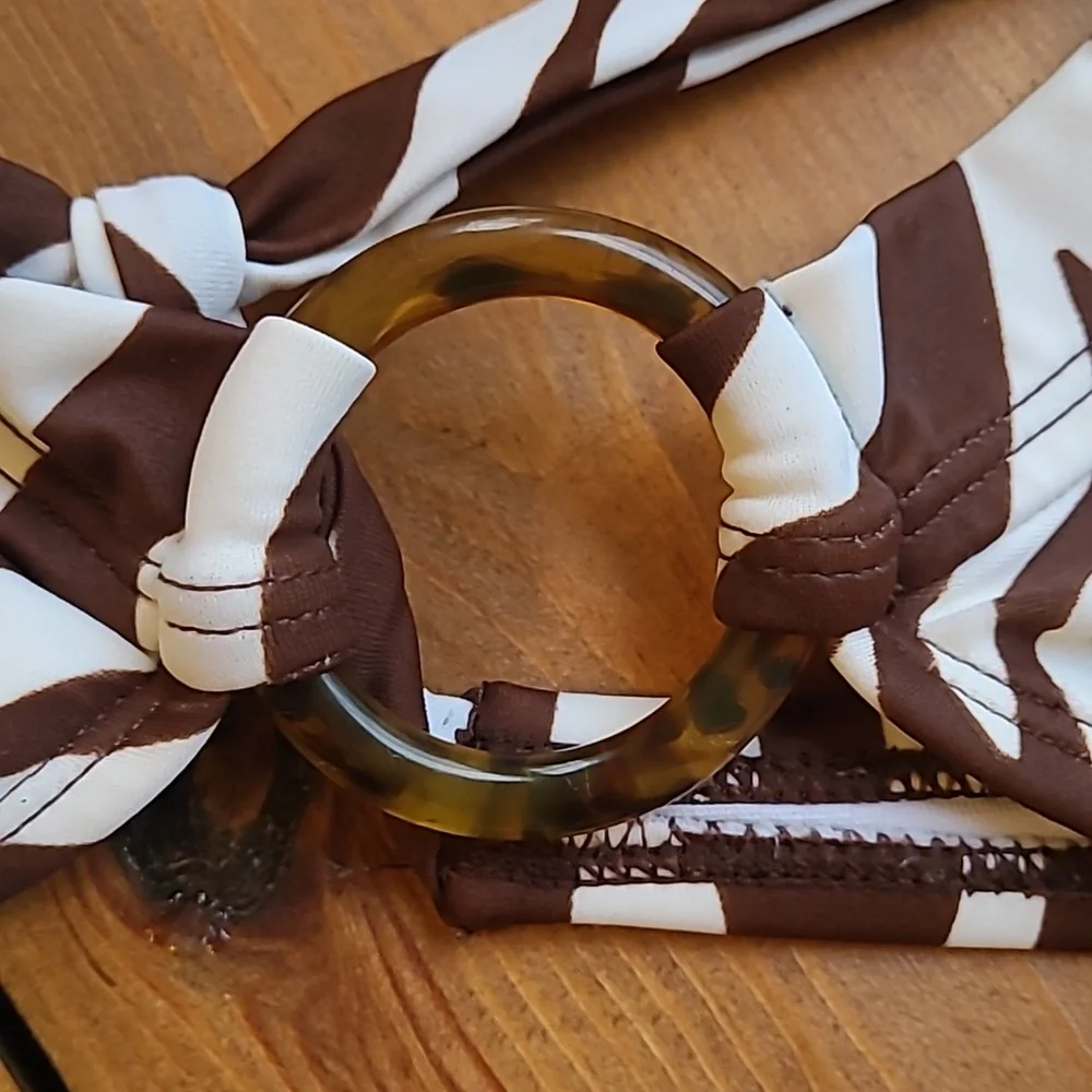 3/$25 Brown And Cream Animal Print Bikini Top